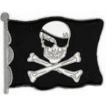 PIRATE FLAG PIN SKULL WITH PATCH AND CROSSBONES PIN